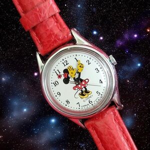 Vintage Disney Minnie Mouse Quartz Watch Lorus V515-6080 1980s
